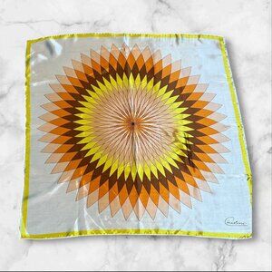 Christine Sunburst Scarf Colorful Satin Vintage Starburst 27" Square Retro